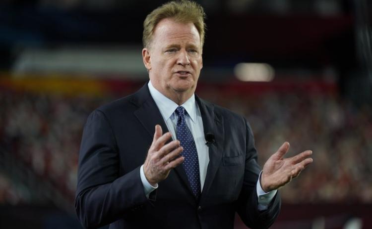 NFL Commissioner Roger Goodell gestures during the NFL Honors ceremony as part of Super Bowl 55 on Feb. 5 in Tampa. The NFL is increasing the regular season to 17 games, as expected, and reducing the preseason to three games. Team owners on Tuesday  approved the 17th game, marking the first time in 43 years the regular season has been increased. (AP FILE PHOTO)