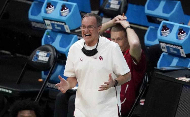 Oklahoma head coach Lon Kruger reacts during a first-round game against Missouri in the NCAA Tournament at Lucas Oil Stadium March 20 in Indianapolis. (DARRON CUMMINGS/Associated Press)