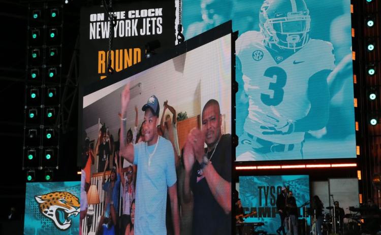 Jacksonville Jaguars selected cornerback Tyson Campbell with the 33rd overall pick in the second round of the 2021 NFL Draft on Friday in Cleveland. (JOHN KUNTZ/cleveland.com/TNS)