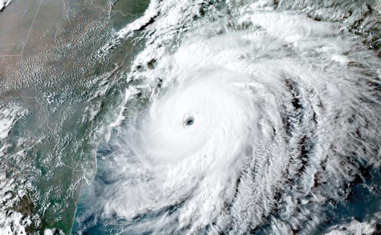 A satellite image of Hurricane Laura on Aug. 26, 2020, as it approached the Gulf Coast. (NOAA)