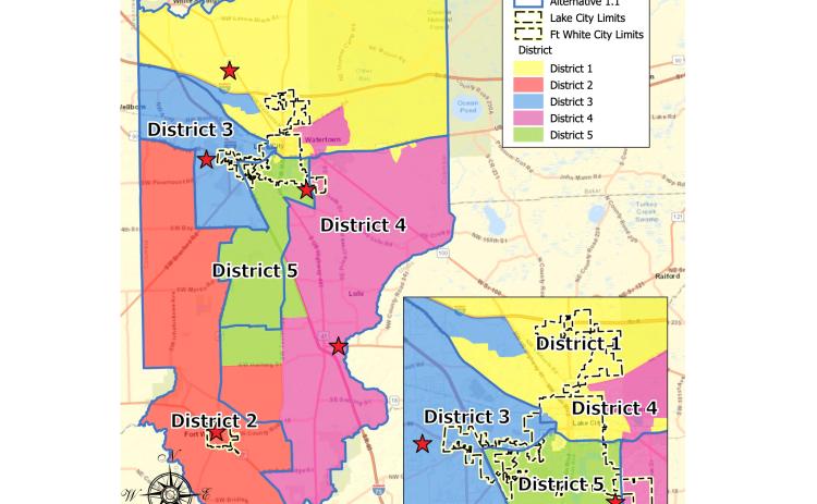 The Columbia County Redistricting Committee submitted this map for the BOCC’s consideration. (COURTESY)