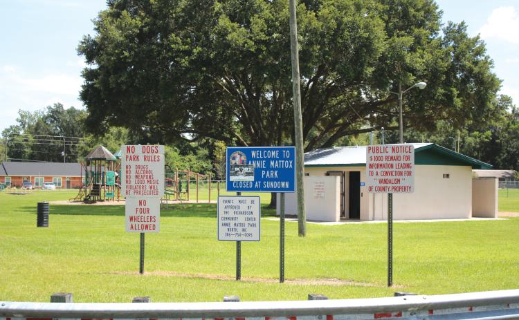 Annie Mattox Park Board President Grover Lewis posted on Facebook Sunday evening that the park would be closed indefinitely after a weekend shooting. (TONY BRITT/Lake City Reporter)