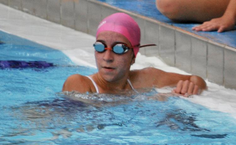 Columbia swimmer Nevaeh Ross during the 200 IM on Tuesday. (COURTESY)