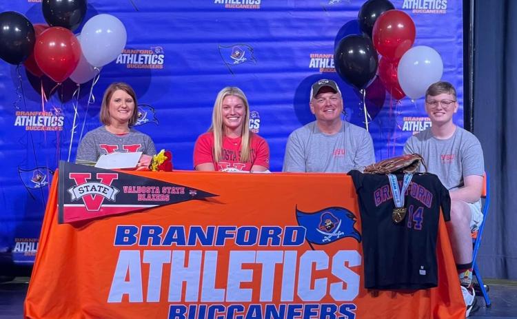 Branford softball player Evie Pitts signed with Valdosta State on Friday. (COURTESY)
