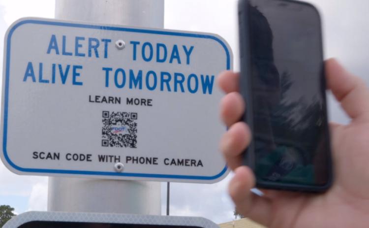 FDOT's pilot project is designed to keep pedestrians safe at crosswalks with the help of QR codes. (COURTESY)