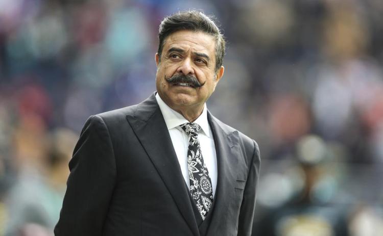 Jacksonville Jaguars owner Shad Khan is pictured on the field before a game against the Miami Dolphins at Tottenham Hotspur Stadium on Oct. 17 in London. (AP FILE)