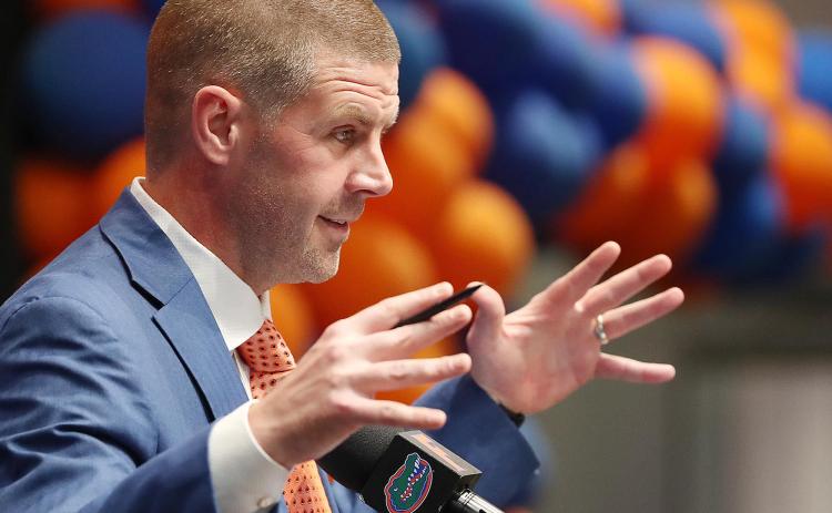 Florida coach Billy Napier discusses his new job with the Gators during his Dec. 5 introductory press conference. (STEPHEN M. DOWELL/Orlando Sentinel/TNS)