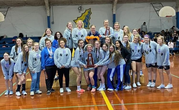 Branford’s girls weightlifting team won the District 7-1A title on Thursday, qualifying 18 lifters for bench/clean & jerk and 18 for snatch. (COURTESY)
