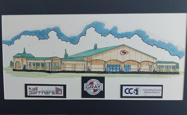 An artist rendering of the Fort White High School auditorium. Originally part of the plans for FWHS, the auditorium is finally coming to fruition more than 20 years later. (COURTESY)