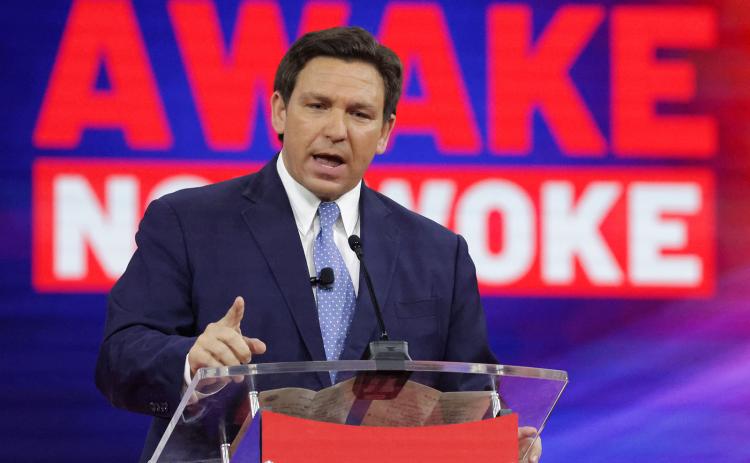 Florida Governor Ron DeSantis delivers remarks at the 2022 CPAC conference at the Rosen Shingle Creek in Orlando on Thursday. (Joe Burbank/Orlando Sentinel/TNS)