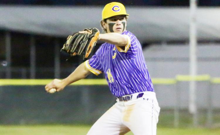 Columbia pitcher Truitt Todd winds up to pitch against Union County on Tuesday. (BRENT KUYKENDALL/Lake City Reporter)
