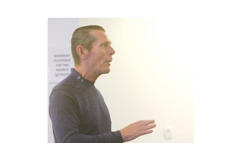 George Hudson, who lives near Lake Montgomery, speaks with the TDC board Wednesday. (JAMIE WACHTER/Lake City Reporter)