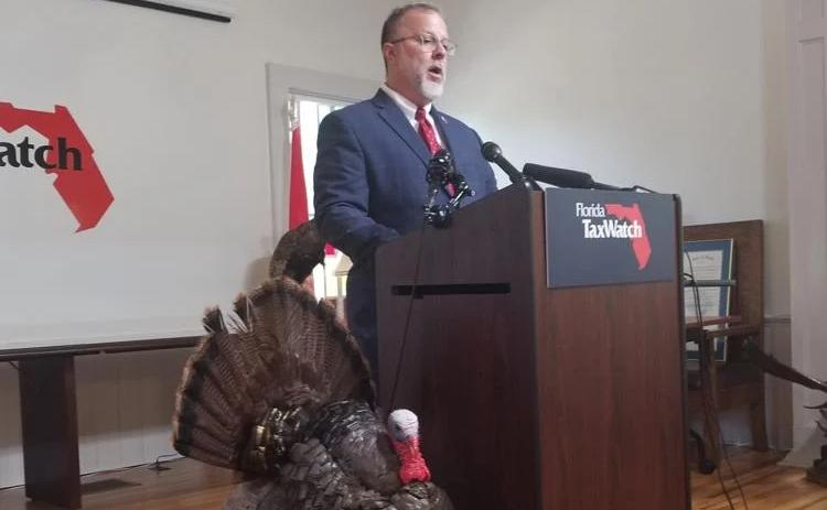 Tony Carvajal, executive vice president of Florida TaxWatch, discusses budget  “turkeys.” (JIM TURNER/News Service of Florida)