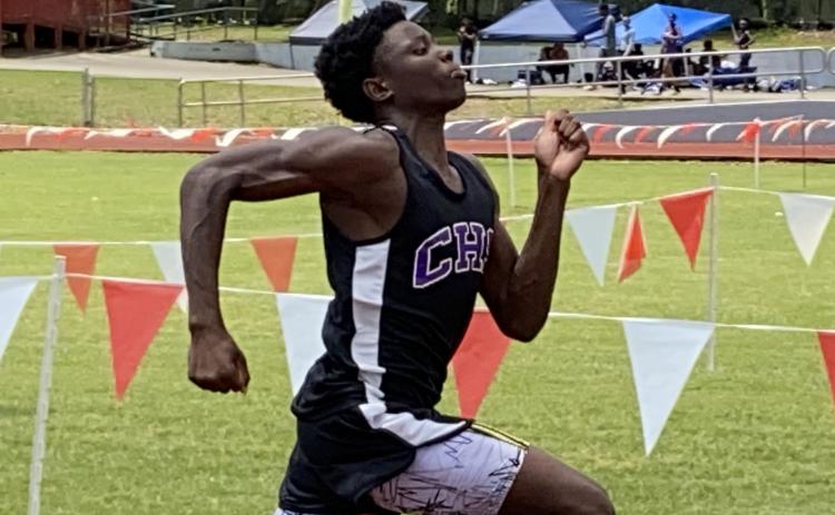 Columbia’s Jasper White placed second in 100m and third in the 200m at Santa Fe’s Last Chance meet on Saturday. (DYLAN ASPENWALL/Special to the Reporter)