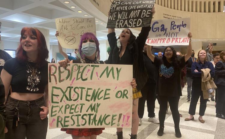 Protesters fought what they called the “don’t say gay” bill during the legislative session. (NEWS SERVICE OF FLORIDA)
