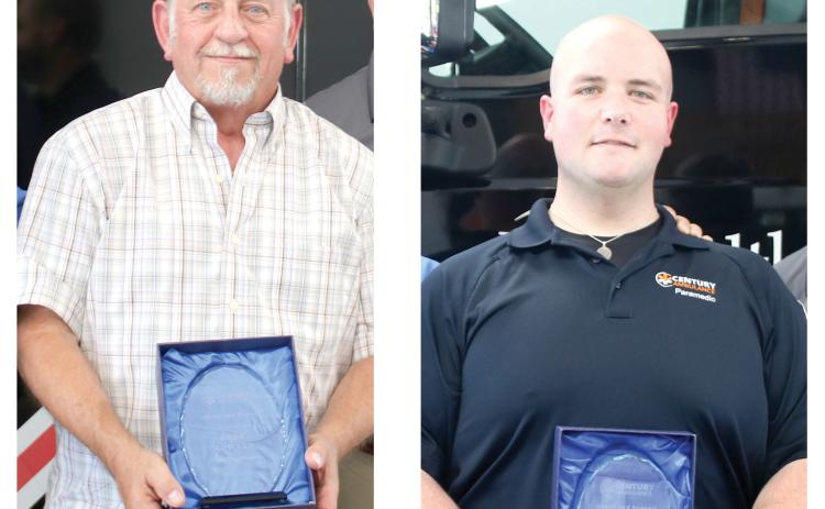 Century Ambulance recognized Gary Howard (left) and Thomas Stinson for their work the past year. (TONY BRITT/Lake City Reporter)