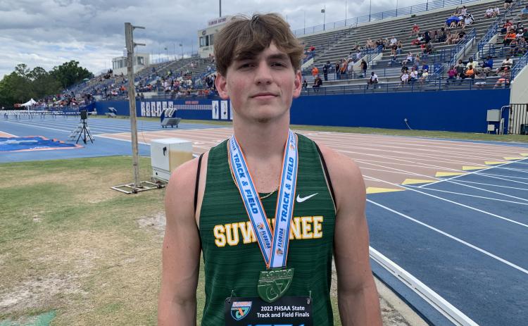 Suwannee’s Garrison Beach medaled three times Thursday in the Class 2A state track meet in Gainesville. (COURTESY)