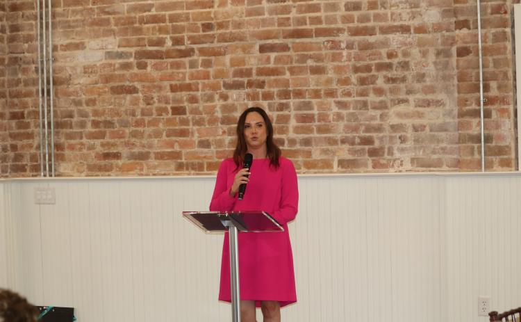 Paula Vann, the Columbia County Tourist Development Council’s executive director, was excited to share about the direction of tourism in the county at the agency’s luncheon Tuesday. (TONY BRITT/Lake City Reporter)