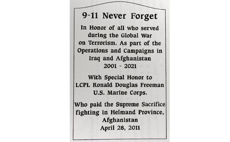 A memorial marker for those who fought in Afghanistan and Iraq is planned for Olustee Park. (COURTESY)