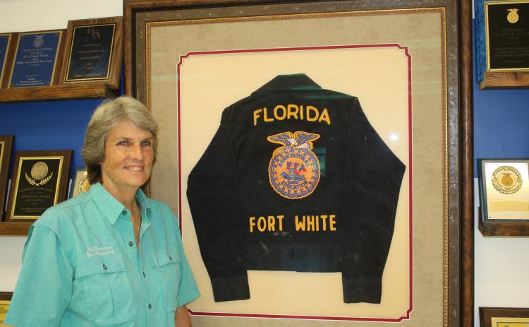 Fort White High School FFA advisor and agri-science teacher Jill Huesman is retiring after two-plus decades of leading the program at Fort White. Her impact is sown in the hundreds of trophies and plaques that adorn the walls in her classroom. (TONY BRITT/Lake City Reporter)