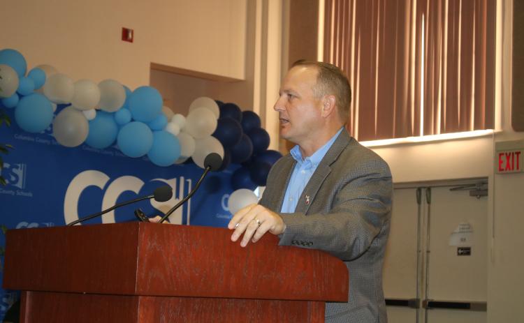 Columbia County Tax Collector Kyle Keen addressed concerns he has with the Property Assessed Clean Energy Program with the county commission on Thursday night. (TONY BRITT/Lake City Reporter)