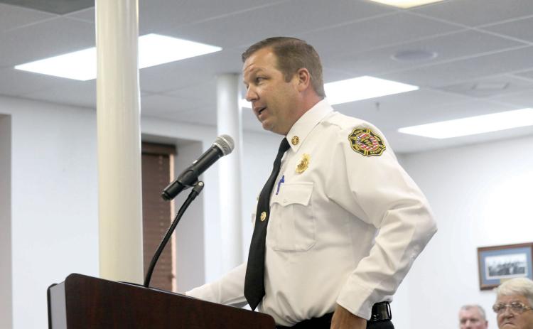 Lake City Fire Chief Josh Wehinger asked the City Council to support a pay increase to help solve staffing issues within the fire department at Tuesday’s meeting. (JAMIE WACHTER/Lake City Reporter)
