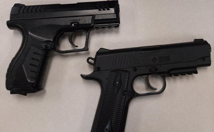 The Columbia County Sheriff’s Office posted this photo of a pair of airsoft guns used in separate incidents to its Facebook page while asking for parents to supervise playtime with the toys. (COURTESY CCSO)