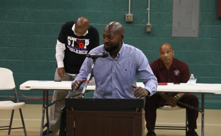 Community activist Sylvester Warren speaks during the Summer Fest political event at Richardson Community Center on Saturday, a few days before Warren was trespassed from the property. (FILE)