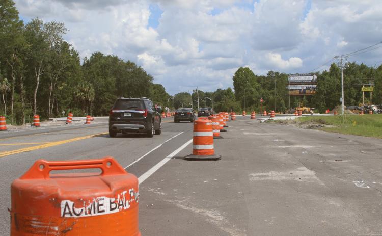 While construction continues at the U.S. Highway 41 and Bascom Norris Drive intersection, traffic will begin using a roundabout pattern today, according to the Florida Department of Transportation. (TONY BRITT/Lake City Reporter)