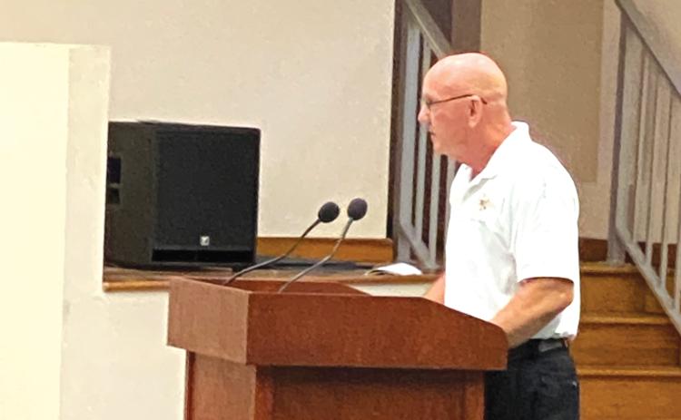 Columbia County Fire Chief Jeff Crawford speaks during Thursday’s budget workshop. (TODD WILSON/Lake City Reporter)