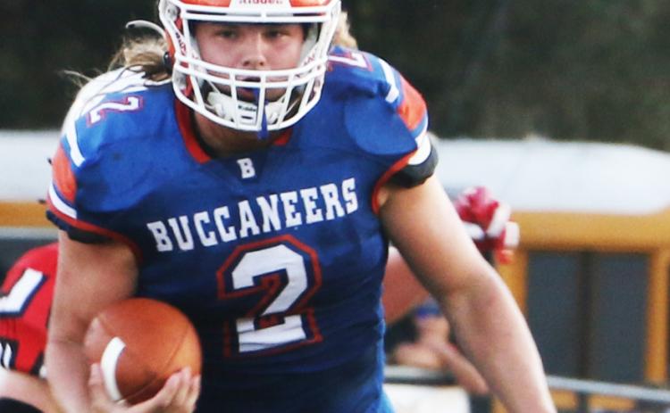 Branford running back Caden Coker rushes up the field against Fort White during the teams' Preseason Classic on Aug. 19. (MORGAN MCMULLEN/Lake City Reporter)