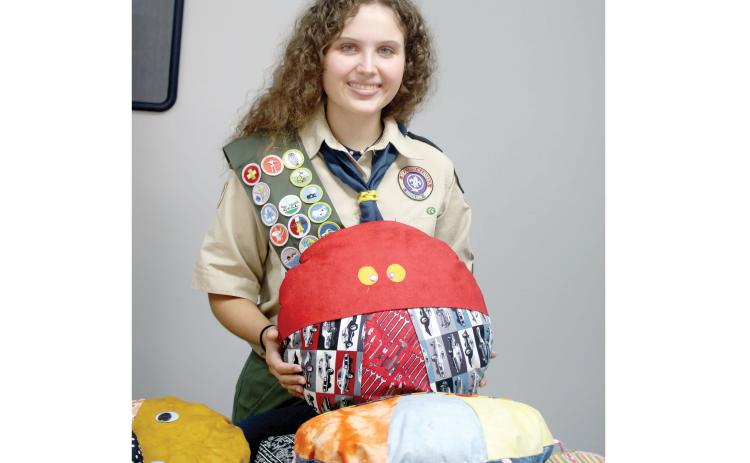 Skylar Beichner’s ladybug-shaped pillow project benefitting the Guardian ad Litem program has her on the doorstep of becoming Columbia County’s first female Eagle Scout. (TONY BRITT/Lake City Reporter)