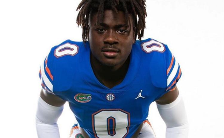 Columbia linebacker Jaden Robinson on his visit to Florida in March. (COURTESY)
