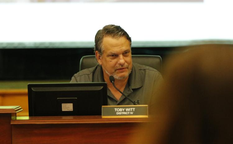 Toby Witt voiced his opposition to raising the county’s fire assessment fee during Tuesday’s special County Commission meeting. (JAMIE WACHTER/Lake City Reporter)