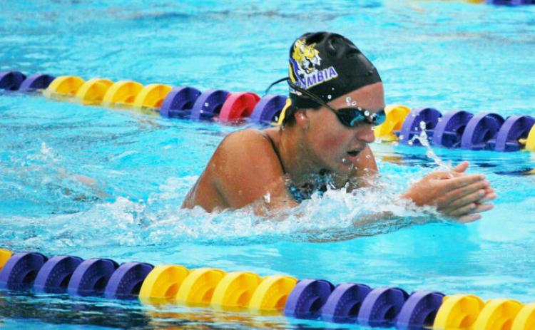 Columbia swimmer Izzy Glenn had individual victories in the 100 freestyle and 100 breaststroke during Monday’s meet against Oak Hall. (COURTESY)