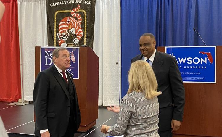 Republican Neal Dunn (left) and Democrat Al Lawson appeared Tuesday for a debate at the Capital Tiger Bay Club. (RYAN DAILEY/News Service of Florida)