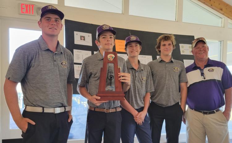 Columbia placed second at the District 2-2A tournament on Monday. Pictured for Columbia’s golf team are Connor Williams (from left), Trenton Kirby, Ayden Petit, Spencer McCranie and head coach Sherman Reed. Not pictured: Valin Capin. (COURTESY)