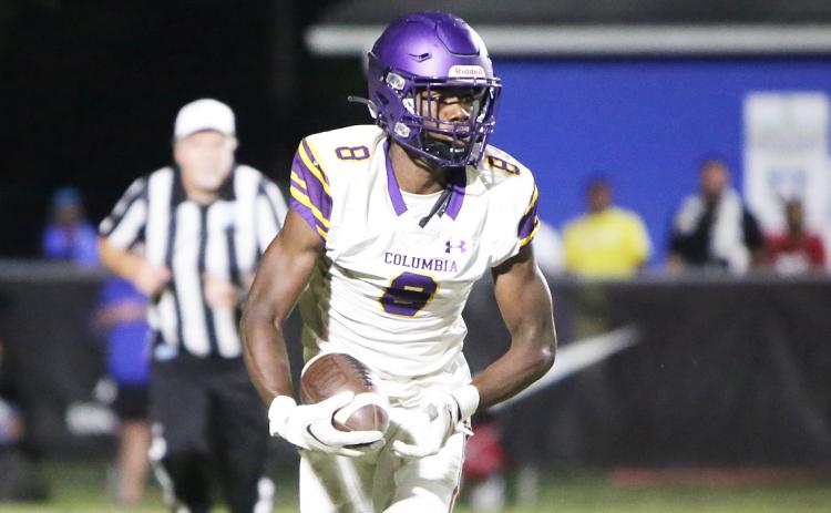 Columbia receiver Jaylen Cooper makes a move up the field against Trinity Christian on Sept. 23. (BRENT KUYKENDALL/Lake City Reporter)