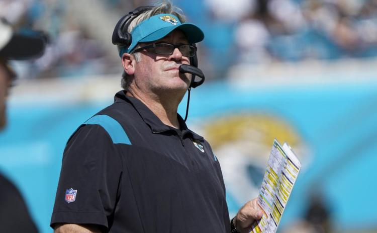 Jacksonville Jaguars head coach Doug Pederson watches against the Houston Texans during Sunday's game in Jacksonville. (JOHN RAOUX/Associated Press)