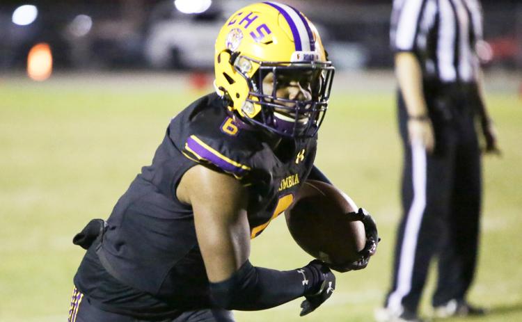 Columbia receiver Tray Tolliver runs after a catch against Gadsden County last Friday. (BRENT KUYKENDALL/Lake City Reporter)