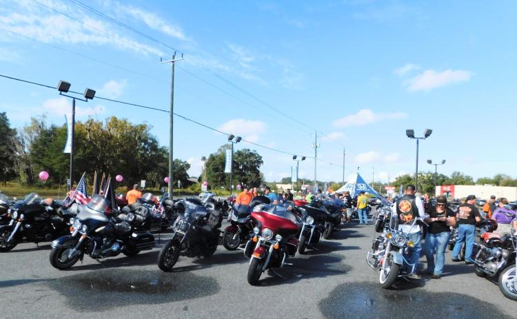 American Legion Riders from Post 57 get set for their annual motorcycle ride as part of the Toys for Tots program last Saturday. (TONY BRITT/Lake City Reporter)