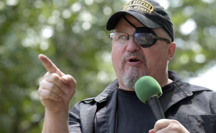Stewart Rhodes, founder of the citizen militia group known as the Oath Keepers speaks during a rally outside the White House in Washington, on June 25, 2017. (AP File)