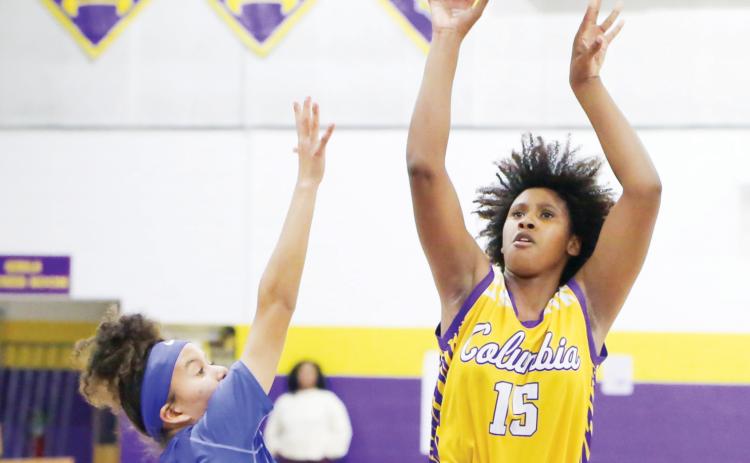 Columbia forward Jolena Gardner shoots against P.K. Yonge on Nov. 16, 2021. (FILE)