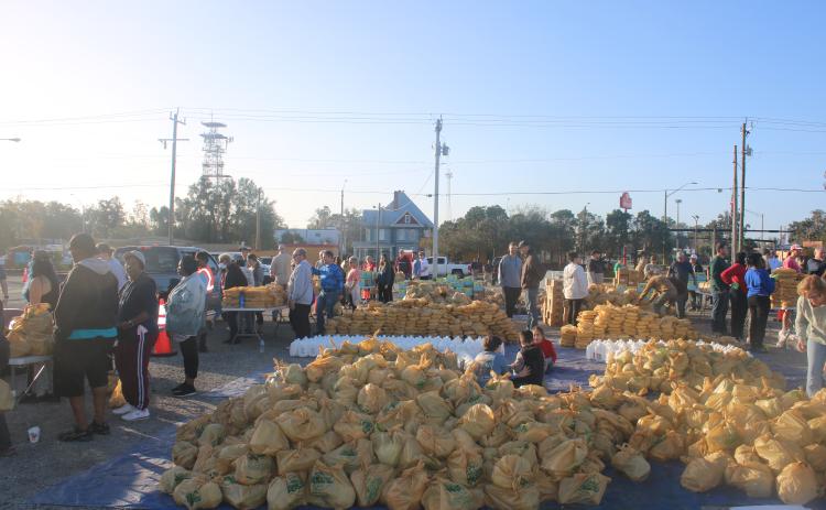 During Saturday’s Farm Share event sponsored by the Lake City Police Department, volunteers helped distribute 29,000 pounds of food. (TONY BRITT/Lake City Reporter)