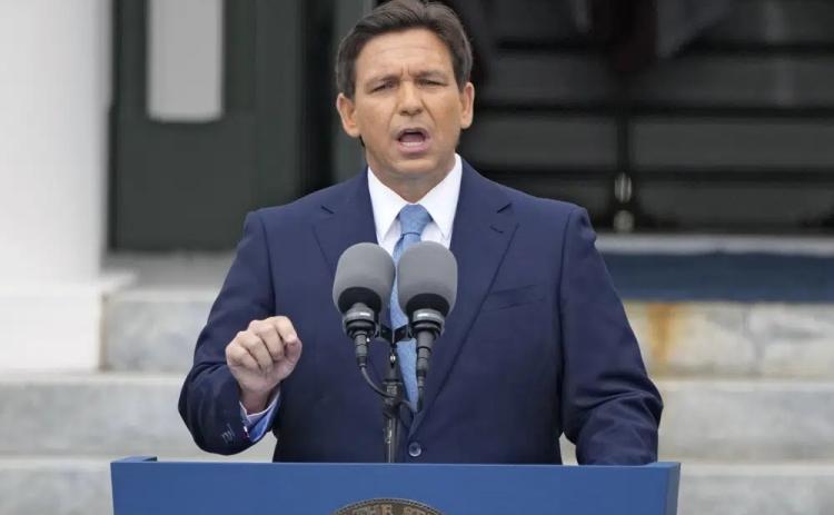 Florida Gov. Ron DeSantis speaks after being sworn in to begin his second term during an inauguration ceremony outside the Old Capitol on Jan. 3 in Tallahassee. (AP FILE)