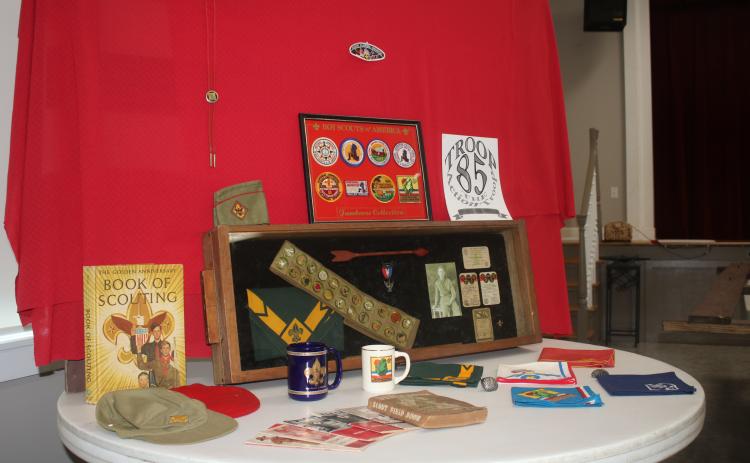 Boy Scouts Troop 85 memorabilia is on display at the First Presbyterian Church in Lake City for National Boy Scout Sunday, which is this weekend. Lake City’s historic troop is celebrating its centennial as part of the national celebration of scouting. (TONY BRITT/Lake City Reporter)
