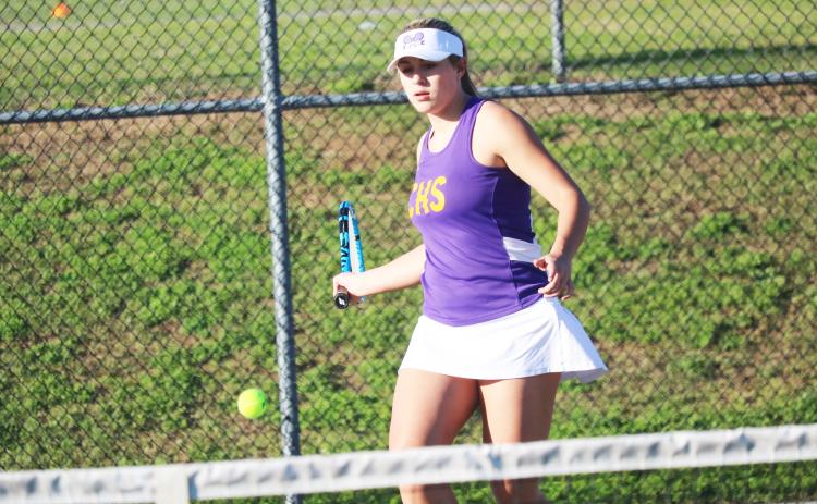 Columbia’s Cassidy O’Neal returns a shot against Baker County on Tuesday. (JORDAN KROEGER/Lake City Reporter)