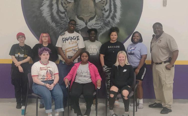 Columbia’s Top Talent performers: Ashlyn Esposito (from row from left), Kenya Polluck and Allie Brush. (Back row, from left) Van Morrison, Nova (Kiera) Fletcher, Nathaniel Johnson-Adams, Omarion Howard, Michelle Burch, Shamaria Bowles and Columbia’s Top Talent Founder, Ronnie Collins. (COURTESY)