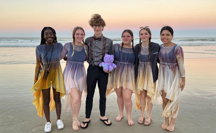 Fort White High School winter guard members Jada McNeal (from left), Kaitlyn Johnson, Brody Crews, Abigail Lambert, Stephanie Selman and Jodalis Alicea earned straight superiors at state competition.