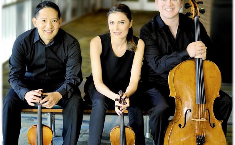 The Lawson Trio, which includes Aurica Duca, Clinton Dewing and Nick Curry, will perform Saturday in the final concert of the 2022-23 Community Concerts season. (COURTESY)